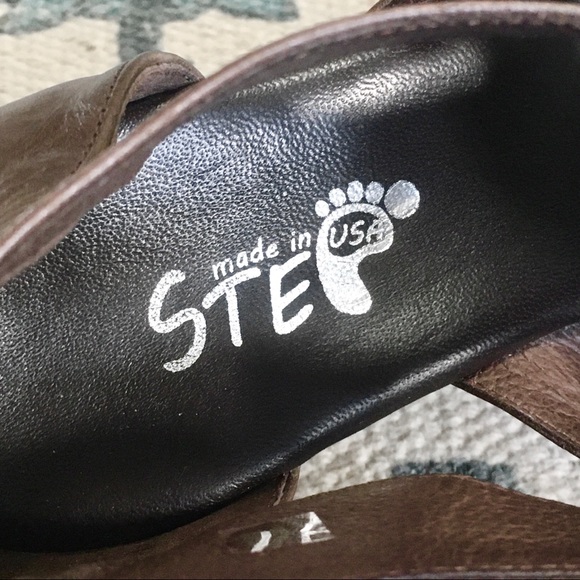 One Of A Kind Brown Leather Platform Sanals - Picture 4 of 8